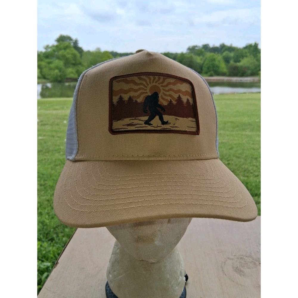 Infinity Sasquatch Flatbill Trucker Hat Snapback OSFA Tan